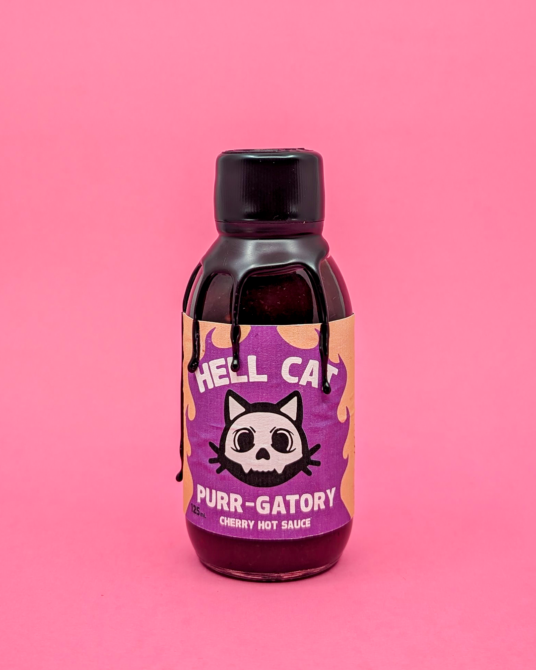Purr-gatory cherry hot sauce