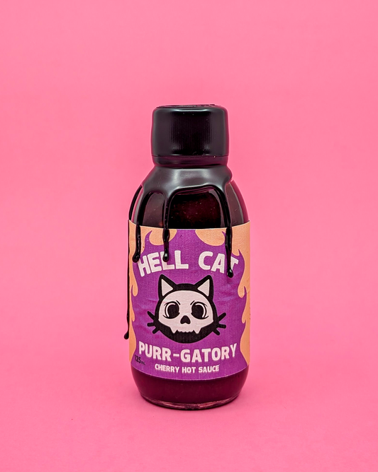 Purr-gatory cherry hot sauce