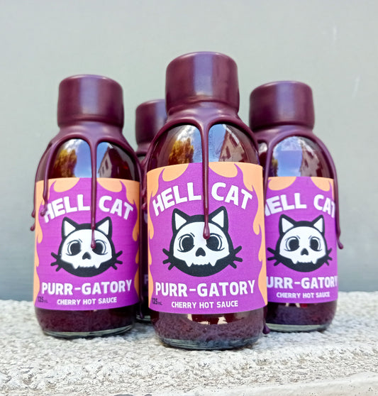 Purr-gatory cherry hot sauce